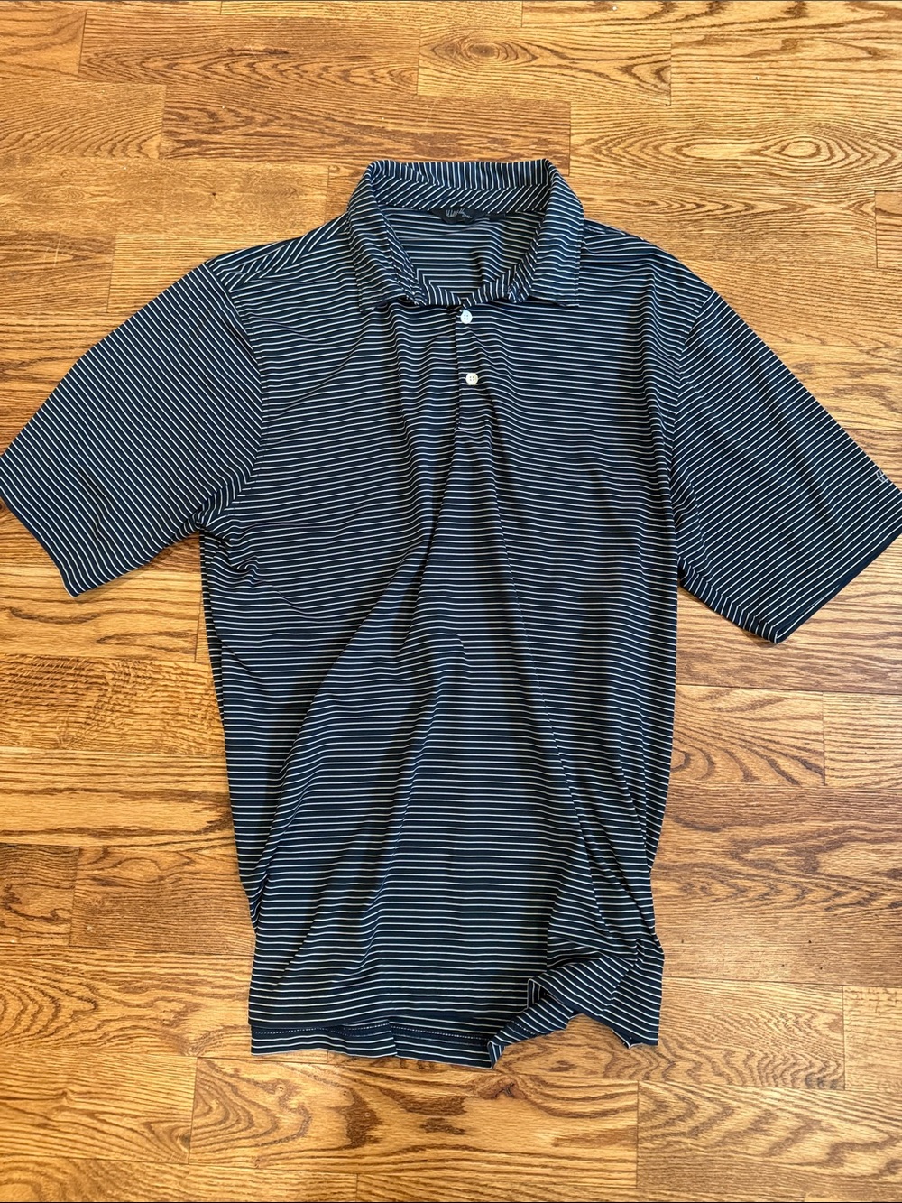 Walter Hagen Navy and White Thin-Stripe Polo